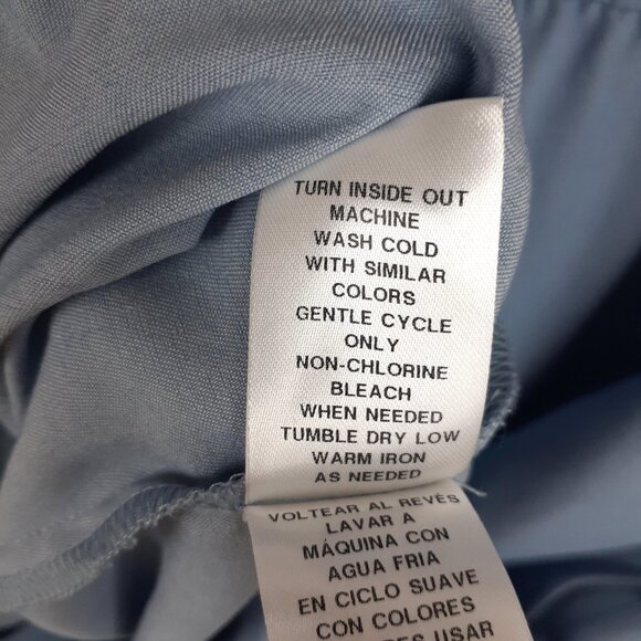 Ruffle Front Chambray Dress Size 10. Blue Midi Frilly Feminine Sun London Times - Picture 15 of 16